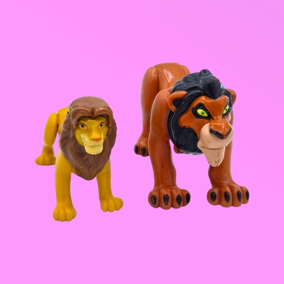 Vintage 1994 Disney The Lion King Simba & Scar Burger King Action Figure Toys - Picture 1 of 13